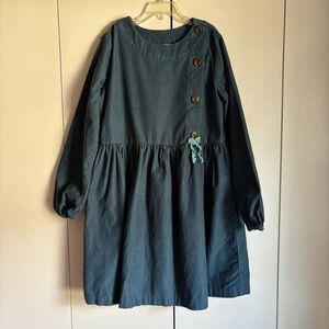 Hanna Andersson Blue Corduroy Dress Size 140 Girls Long Sleeve Cotton
